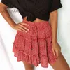 Falda con estampado floral para mujer Moda Boho Mini Falda corta de playa con volantes de cintura alta Ropa de calle Tallas grandes faldas mujer moda 210518