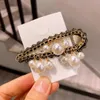 Classic Pearl Metal Chain Hair Accessories BB Clip For Women Girl Bangs Word Design Pin Jewelry Barrette