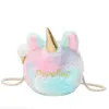 Niñas unicornio cremallera mensajero bolsa monedero suave dibujos animados lindo cuerpo cruzado niños magia chico cumpleaños bolsas Boutique