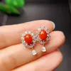 red ball earrings