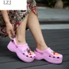 Sommar kvinnor plattform trädgård sandaler tecknad frukt tofflor glida på för flicka strand skor mode glidor utomhus y0412