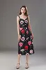 sundress maxi floral dress ruched v-neck sexy party black flower print dinner beach dresses summer clothes for women 210421