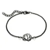 Цепочка звена 4pcs Bohemian Black Bracelet Set для женщин Love Heart Openwork Lotus Ball Leave