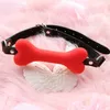 Cute Solid Leather Harness Mouth Silicone Dog Bone Ball Gag BDSM mouthPlug Couples Flirting Sex Products toys Adult Games P0816