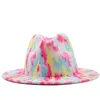 Colorful Wide Brim Church Derby Top Hats Panama Felt Fedoras Hat for Men Women Artificial Wool British Style Jazz Cap