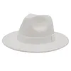 BERETS2021 FEDORA LADIES WINTER HAT WIDE RIBBON MEN'S WIDE BRIM Classic Beige Wedding Bowler French Big