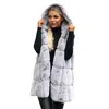 Gilet da donna Gilet felpato per donna Gilet con cappuccio Giacca senza maniche 2022 Cappotto Pelliccia Punto aperto Moda femminile Capispalla autunno Stra22