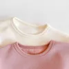 Baby T-shirt Vinter Barnens långärmad rund hals plus sammet vadderad topp 210702