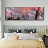 ノルディックポスターピンクの木抽象的な美しい風景キャンバス絵画リビングルームのベッドサイドの壁の装飾現代の家の装飾