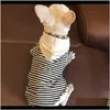 Bekleidungsbedarf Home Garten Drop Lieferung 2021 Elternkind Baumwollstreifen French Bulldogge Hoodie Kleidung Kleine Hund Haustier Chihuahua Kostüm P