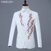 花の刺繍の男性スーツセット結婚式の新郎のドレススーツ男性メンズスーツ2ピースセットTuxedo Chorus Prom Stage Costume Homme 210524