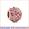 Joyería fina auténtica 925 plata esterlina bead ajuste pandora encanto pulseras pulseras rosa dorado beisy bead estilo encanto cadena de seguridad colgante bricolaje perlas