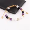 Brins de perles Jaravvi haute qualité 8mm pierre naturelle améthyste perles de Howlite tressé amitié macramé Bracelet pour les femmes Fawn22