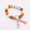 Buitenlandse handel Voedsel Grade Siliconen Letter Beads Bracelet Keychain Koreaanse fluweel Tassel Pendant Key Ring Vrouw meerdere kleuren optioneel