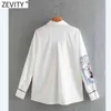 Vrouwen Mode Positie Meisje Print White Smock Blouse Office Lady Lange Mouw Zakenhirts Chique Blusas Tops LS7526 210416