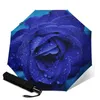 우산 고품질 접이식 안뜰 꽃 사용자 정의 사진 인쇄 파라솔 비오는 날 아이를위한 블루 로즈 74795221070320