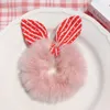 Solid Color Hair Scrunchies Women Hairband Ponytail Holder Faux Fur Rabbit Ears Hair Rope Cute Girls Hair Accessories