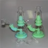 Silicone bong water pipes smoking bubbler glow in the dark glass oil rig hookah 14mm Joint bowl ash catcher