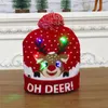 クリスマスの明るい帽子LEDニットビーニークリスマス暖かい帽子の子供大人新年の装飾