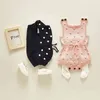 0-2Y Baby Girls Dzianiny sweter Romper Spring Polka Dot Różowy Czysta Bawełniana Dziewczyna Odzież Kombinezon Infant 210521