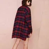 4XL 5XL Plus Size Tunieken voor Vrouwen Plaid Shirts Tartan Blouses Knopen Pocket Lange Mouw Baggy Geruite Shirts Oversized Tops H1230