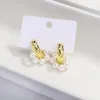 Double cercle véritable perle d'eau douce boucles d'oreilles en couches petits cerceaux boucle d'oreille délicate mignon pour les femmes balancent lustre 6278459