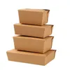 God kvalitet Kraft Paper Food Box Vatten Oljestop Snabbmat Förpackning Boxar Engång Takeaway Lunch Box Fried Chicken Sushi Salad CCF6899