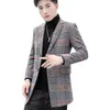 Fashin Homens Woolen Trench Casaco Jaqueta Coreano Inverno Slim Fit Homens Longo Homens de Negócios Negócio Ocasional Windbreaker Steetwear Roupa 210527