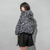 여름 세련 된 편지 표범 패턴 여자 탑 긴 소매 큰 크기 느슨한 태양 보호 코트 패션 후드 자켓 210519