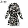 ZEVITY women vintage animal texture print sashes mini dress female batwing sleeve kimono vestido chic casual slim dresses DS4266 210603