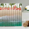 샤워 커튼 오키드 꽃 물 반사 커튼 튤립 나비 식물 잎 디자인 욕실 벽 장식 고리 방수 화면