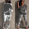 Sport Tracksuits Sweatsuit Patchwork Velvet Mulheres Conjunto Jogger Calças Conjuntos Active Wear Two Parte Fitness Roupas