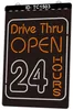 TC1503 Drive Thru Open 24 ore su 24 Bar Pub Insegna luminosa Incisione 3D a doppio colore