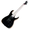 Fábrica Outlet-7 Cordas Preto Guitarra Elétrica com Maple Fretboard, 24 trastes, Cor personalizada e logotipo disponível