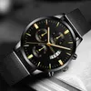 2021 Men's Fashion Business Calendar Watches Men Luxury Blue Stainless Steel Mesh Belt Analog Quartz Watch Relogio Masculino