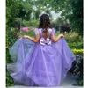 Feather Flower Girl Sukienki na wesela Backless Długość podłogi Linia Dziecko Urodziny Party Suknie Pierwsza Komunia Dress
