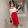 女の子のバットウィングスリーブ服tシャツ+ショートキッズカジュアルスタイル子供セット210527