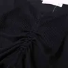 Sommar Kvinnor Elegant Mode Black Folds Slash Neck Lotus Sleeve Sweater Kvinna Enkelhet Pullover Chic Top 210520