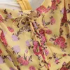 بوهو خمر الأزهار الأصفر البسيطة اللباس المرأة مثير عارضة الشيفون حزب الشاطئ bodycon الكورية البوهيمي vestidos 210521