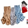 SUYADREAM Women Pants 100%Real Silk Satin Solid Elegant Pants OL Ankle-Length Pants Office Lady Spring Summer 210603