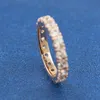 Rose Gold Plated Sparkling Row Eternity Ring med Clear Cubic Zirconia Fit P Jewelry Engagement Wedding Lovers Fashion Ring for Women1743182