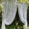 Branco laço tule janela cortinas para sala de estar floral voile cortina pura para decoração de casamento de quarto tule drapees 210712