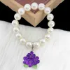 Greek Sorority Aeo Purple Flower Pearl Custom Bracelet Fashion Jewerl