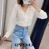 Women Fashion Floral Embroidery Cropped Cardigan Sweater Long Sleeve Button-up Female Outerwear Chic Tops 210420