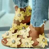 Moda Donna Sandali per il tempo libero Scarpe stile Boemia Spiaggia Vacanze estive Comodi sandali piatti Open Toe Sandali con fiori di perle C0410