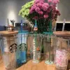 2021 Edição Limitada Starbucks Canecas Grande Capacidade De Vidro Acompanhando Copo com palha