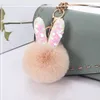 Faux Fur Keychain Pompon Soft Rabbit Ears Bags Hang Key Chain Pendant Balls Key Ring Bag Pendant Gift Car Pendant Llaveros