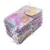 100pcs/lot 9x12 13x18 17x23 20x30 cm Gauze Yarn Coral Pattern Organza Drawstring Pouches Christmas Gift Packaging Bags