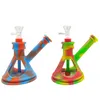 Inclined Triangle Kettle silicone bong with mid glass and 14mm glass bowl Water pipe