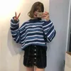 Women Autumn Casual Oversized Sweaters Harajuku O Neck Drop Shoulder Batwing Sleeve Knitted Jumper Student Loose Cute Sweater 211103